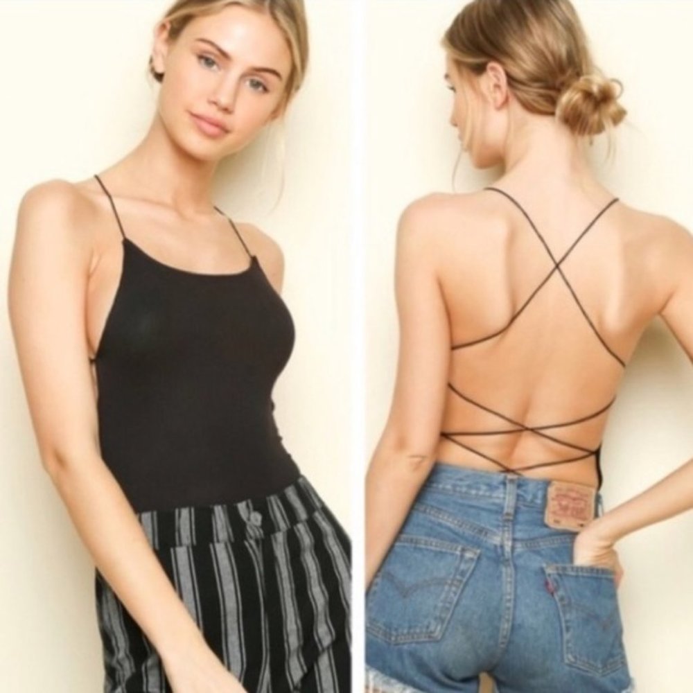 BRANDY MELVILLE black open back body suit